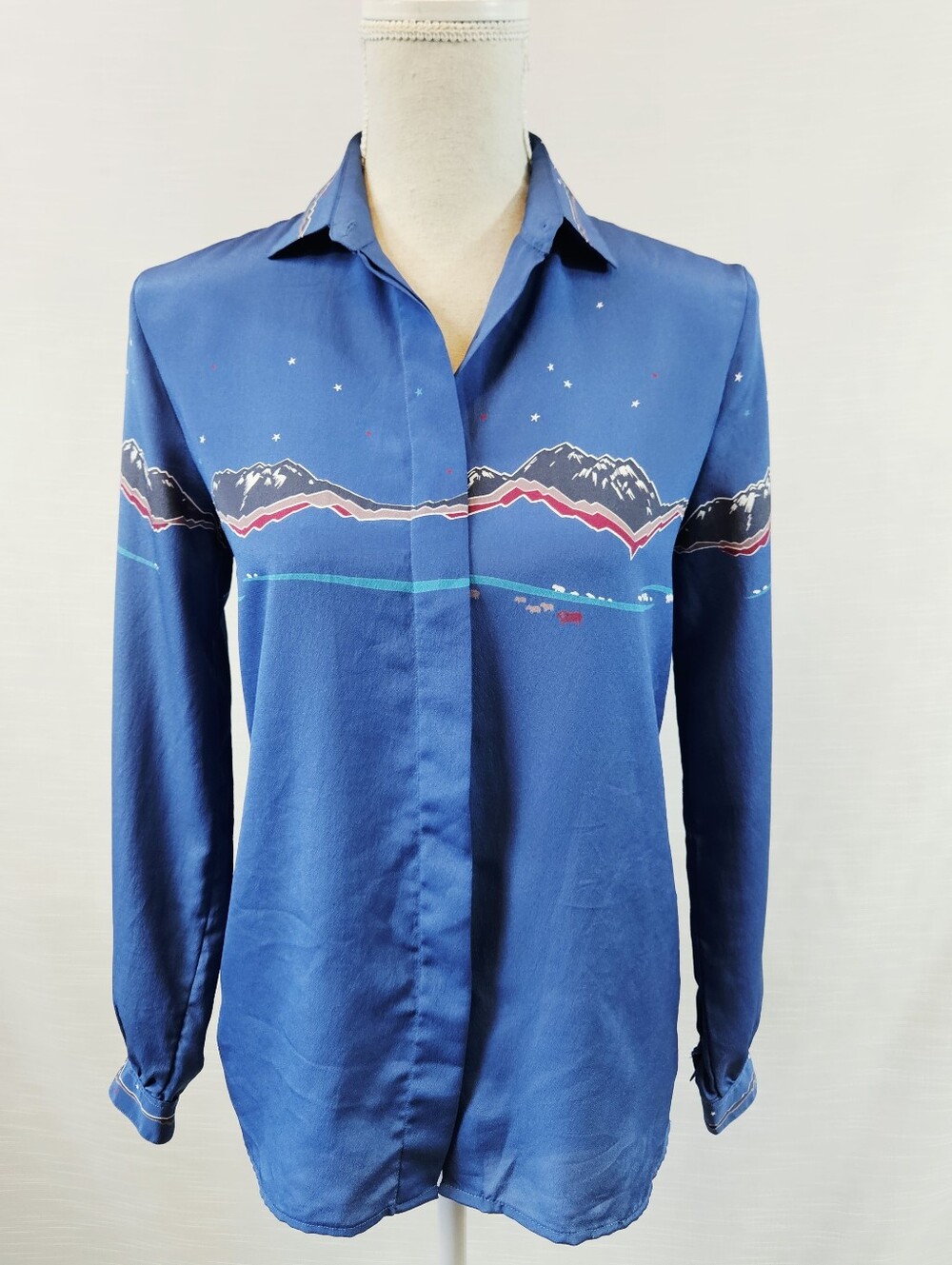Vintage Serge Nancel Paris Southwestern Silk Buttondown